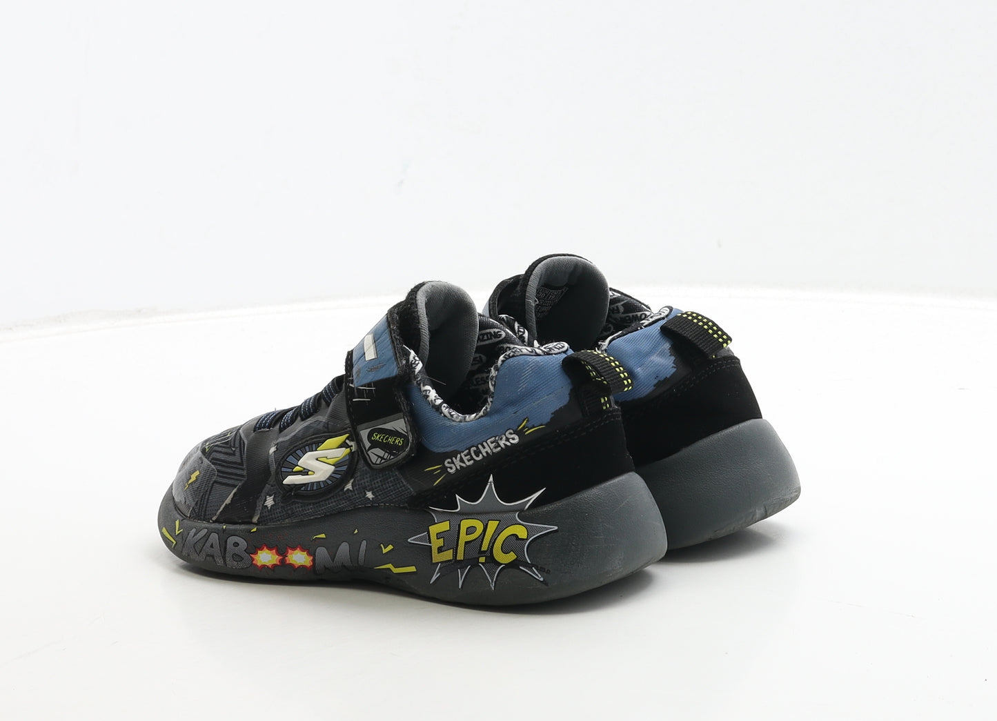 Skechers Boys Black Geometric Polyester Trainer UK 12 30 - Super Hero