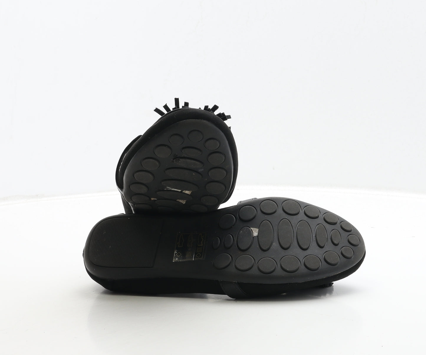 Evans Womens Black Suede Loafer Flat UK 6 - Wide Fit