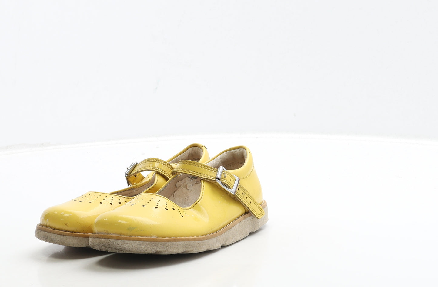 Clarks Girls Yellow Patent Leather Mary Jane Casual UK 9.5 27