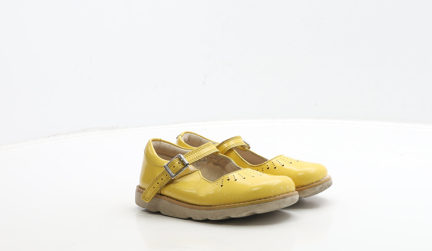 Clarks Girls Yellow Patent Leather Mary Jane Casual UK 9.5 27