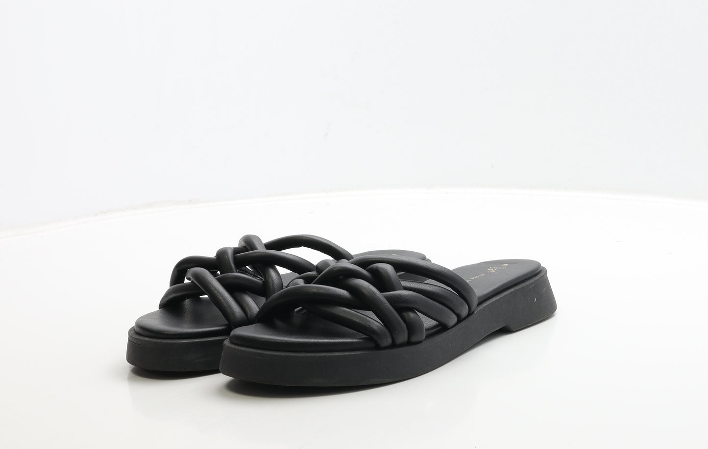 TU Womens Black Leather Slip On Sandal UK 6