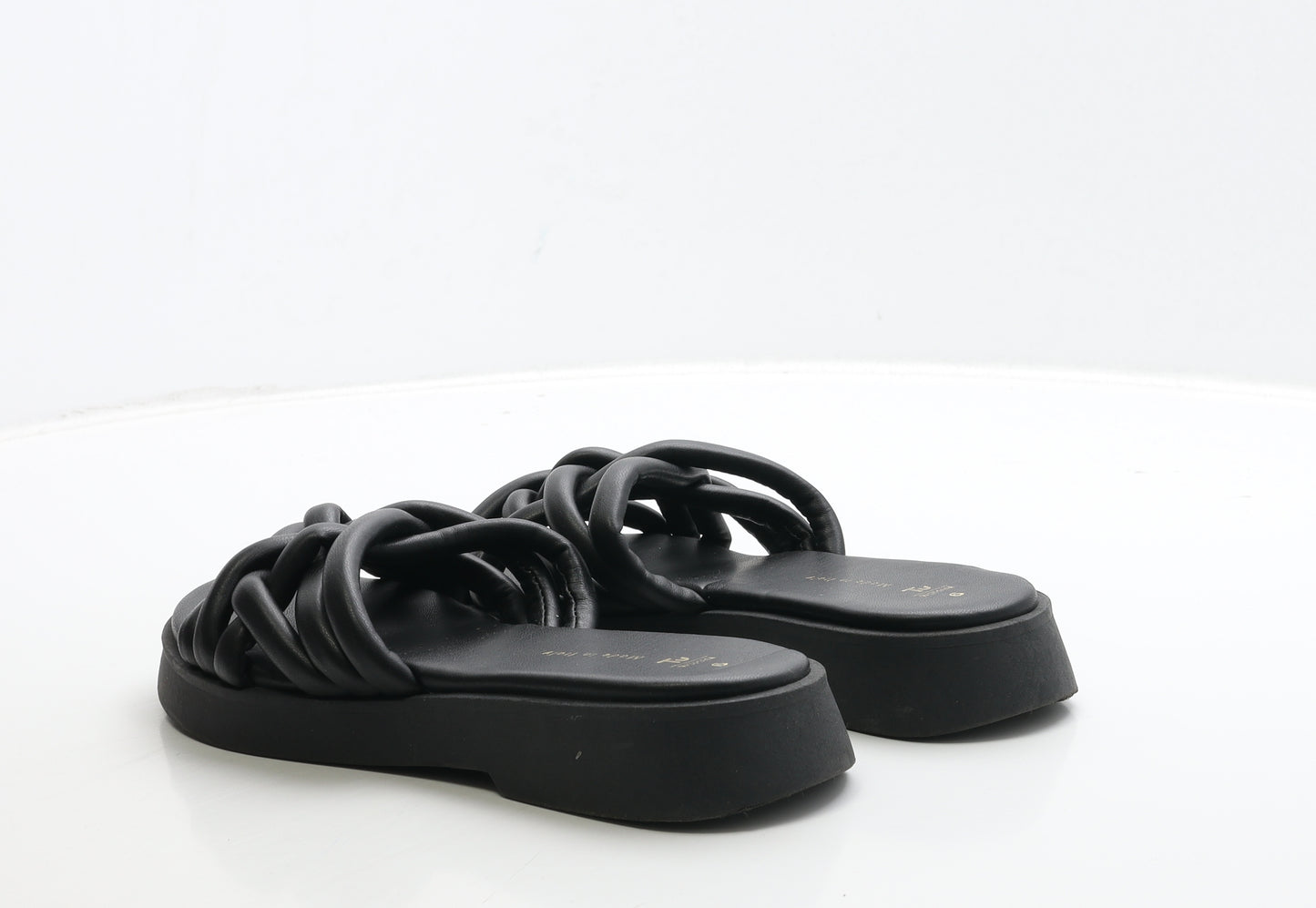 TU Womens Black Leather Slip On Sandal UK 6