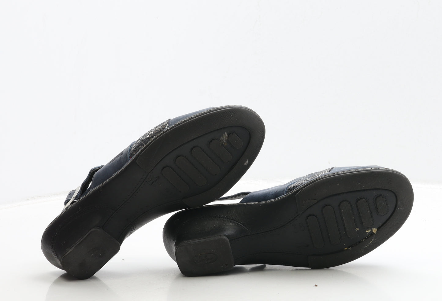 Suave Womens Blue Geometric Leather Slingback Heel UK 5 38