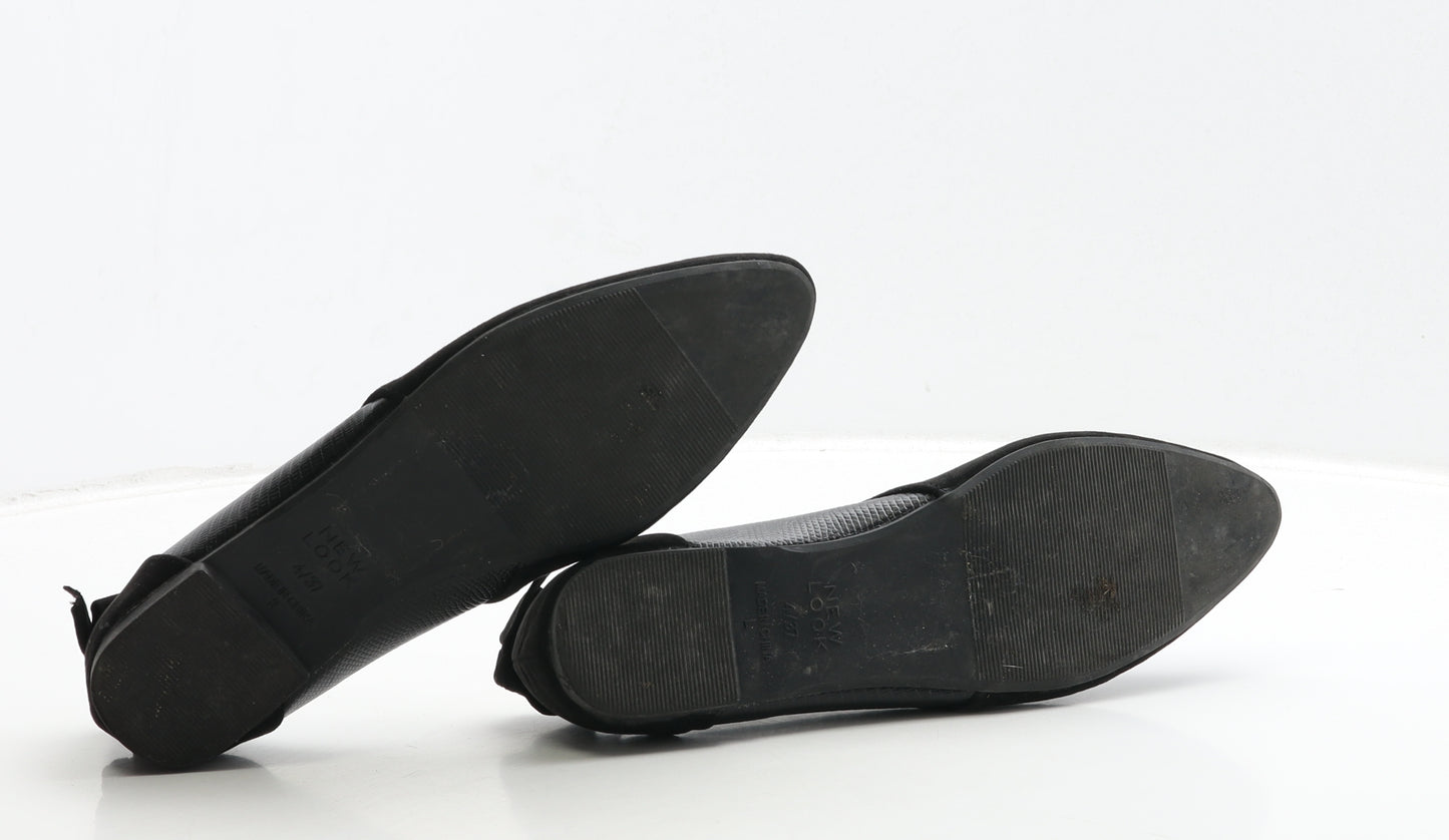 New Look Girls Black Leather Flat UK 4 37 - 915 Generation