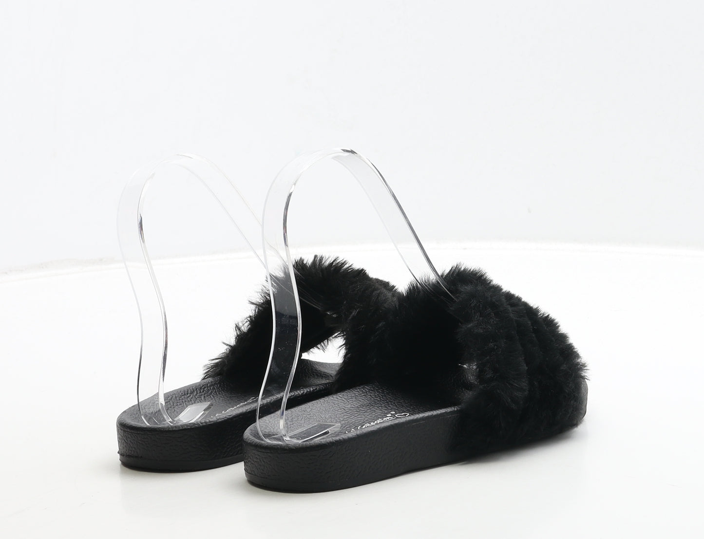 Matalan Girls Black Polyester Slider Sandal UK 13 32 - Fluffy Detail