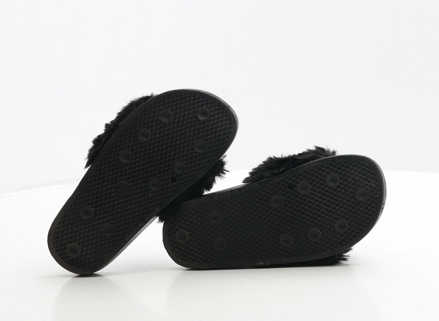 Matalan Girls Black Polyester Slider Sandal UK 13 32 - Fluffy Detail