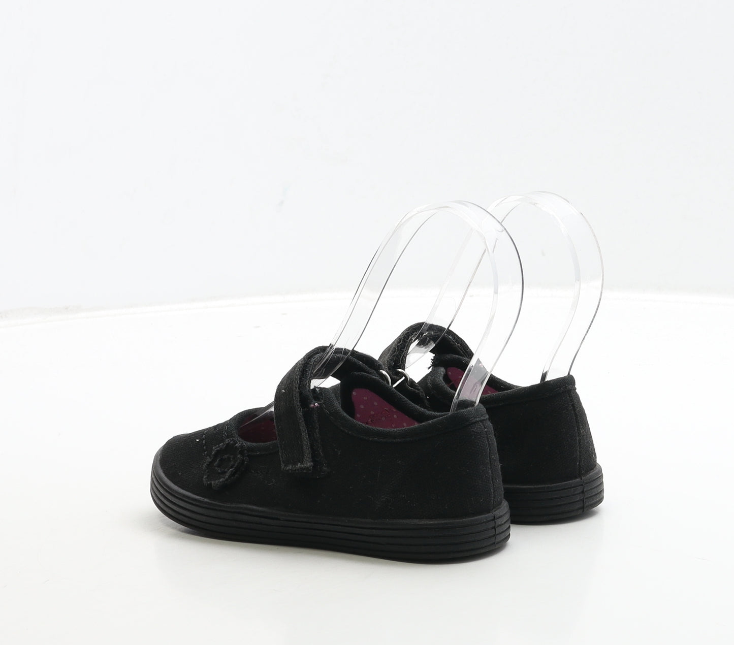 NEXT Girls Black Fabric Mary Jane Casual UK 9 27 - Flower Detail