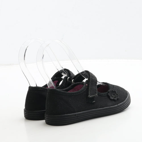NEXT Girls Black Fabric Mary Jane Casual UK 9 27 - Flower Detail