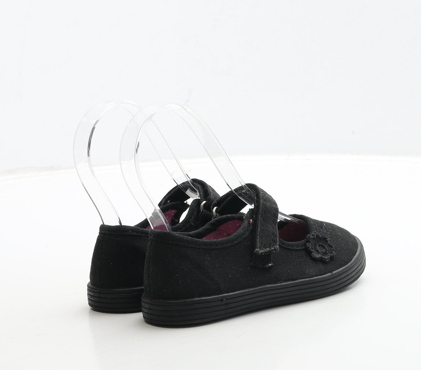 NEXT Girls Black Fabric Mary Jane Casual UK 9 27 - Flower Detail