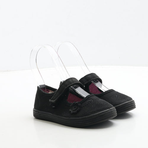 NEXT Girls Black Fabric Mary Jane Casual UK 9 27 - Flower Detail