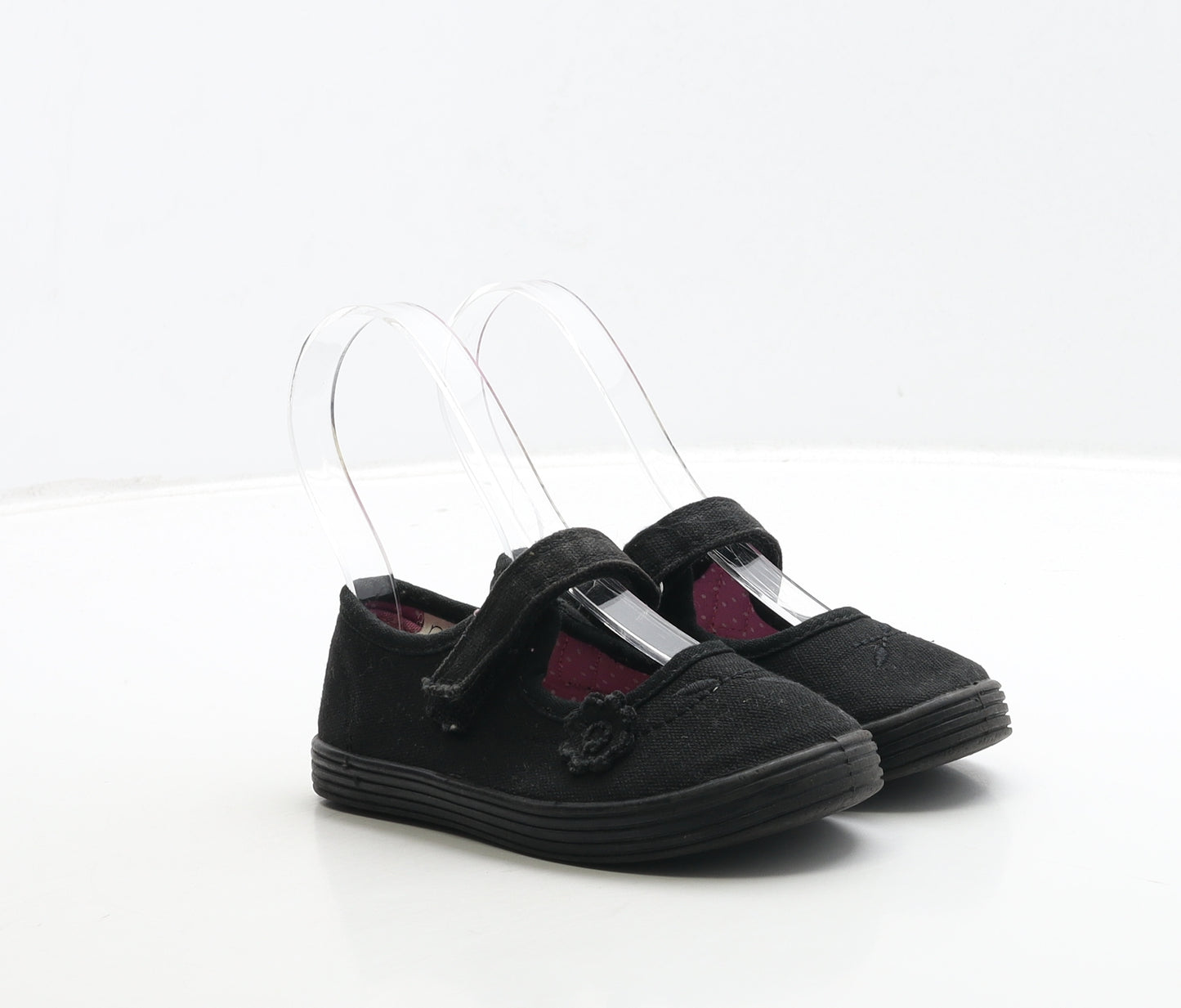 NEXT Girls Black Fabric Mary Jane Casual UK 9 27 - Flower Detail