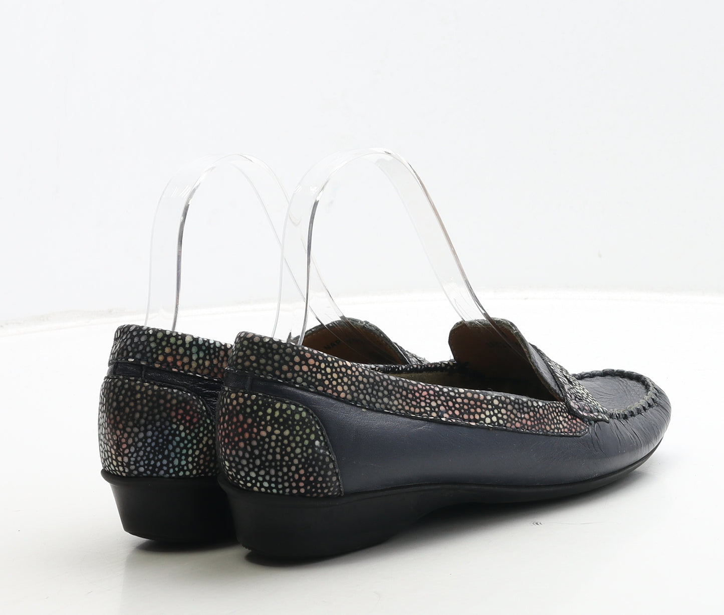 Pavers Womens Blue Geometric Leather Slip On Casual UK 6 39