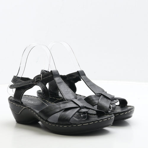 Lotus Womens Black Leather Strappy Sandal UK 6