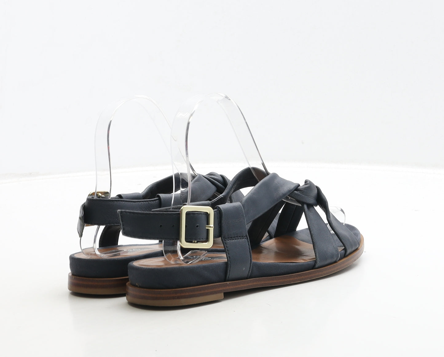 Marks and Spencer Womens Blue Leather Strappy Sandal UK 3 - Wide Fit