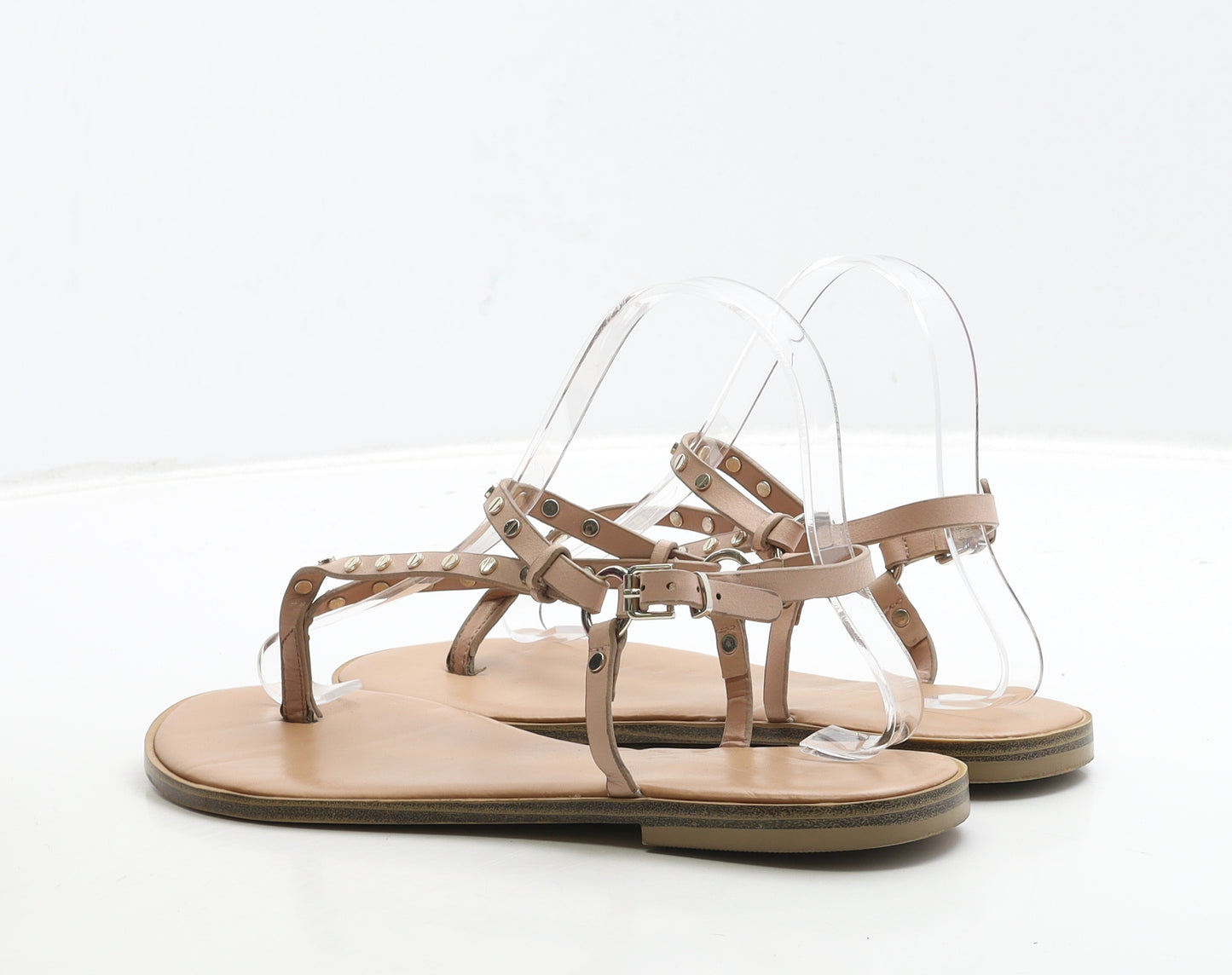 Aldo Womens Beige Leather Thong Sandal UK 6 39