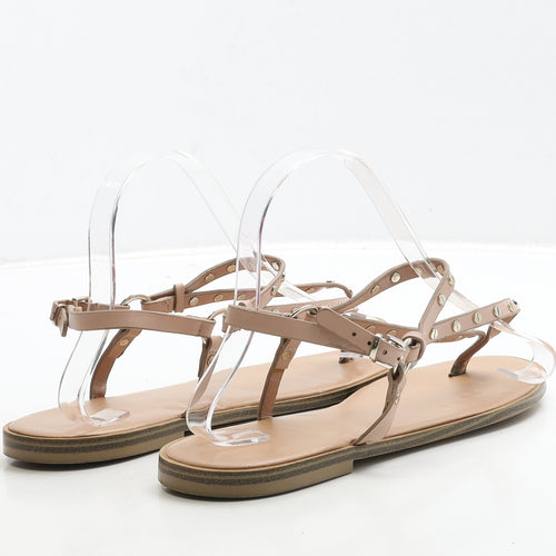 Aldo Womens Beige Leather Thong Sandal UK 6 39