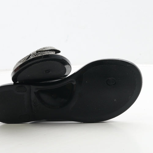 Preworn Womens Black Rubber Thong Sandal UK 5 38