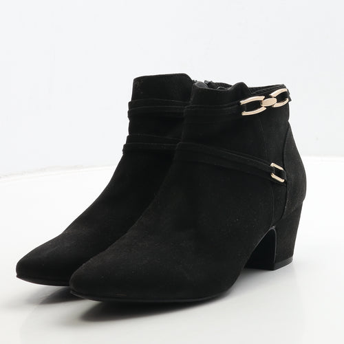 TU Womens Black Suede Bootie Boot UK 5 - Gold Detail