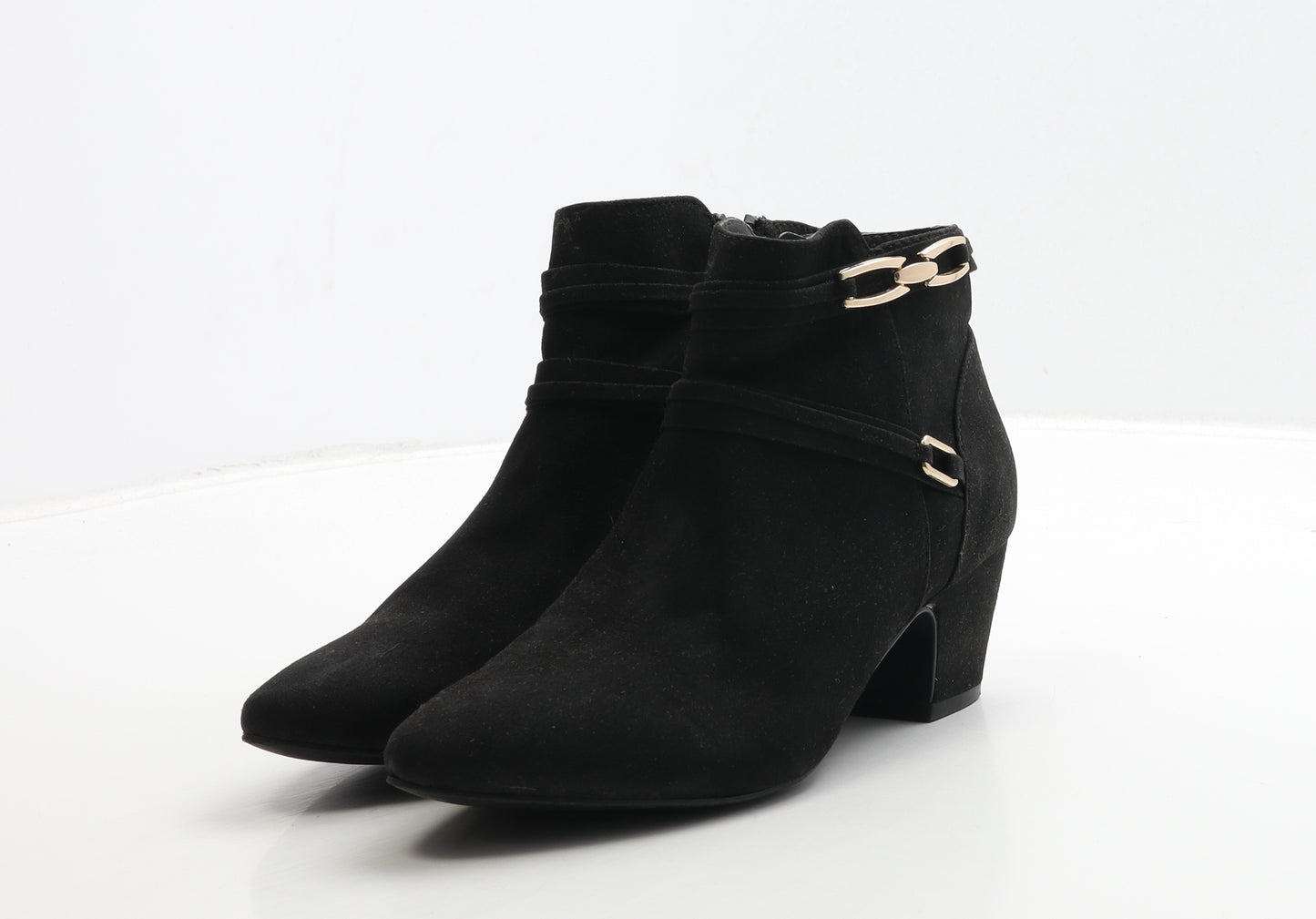 TU Womens Black Suede Bootie Boot UK 5 - Gold Detail
