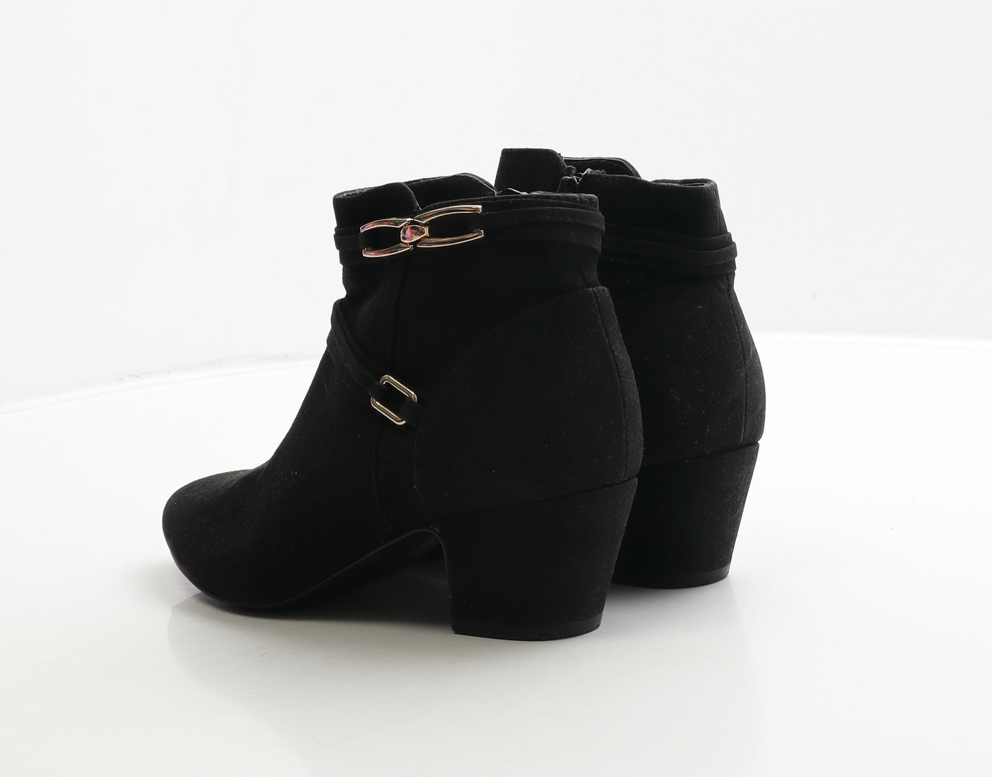 TU Womens Black Suede Bootie Boot UK 5 - Gold Detail