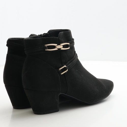 TU Womens Black Suede Bootie Boot UK 5 - Gold Detail