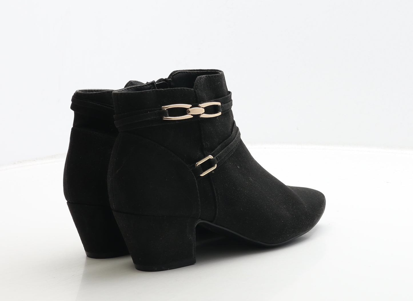 TU Womens Black Suede Bootie Boot UK 5 - Gold Detail