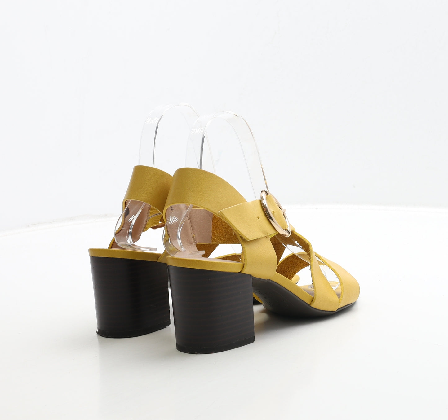 New Look Womens Yellow Leather Slingback Heel UK 4 37