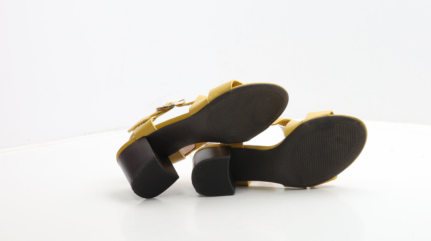 New Look Womens Yellow Leather Slingback Heel UK 4 37