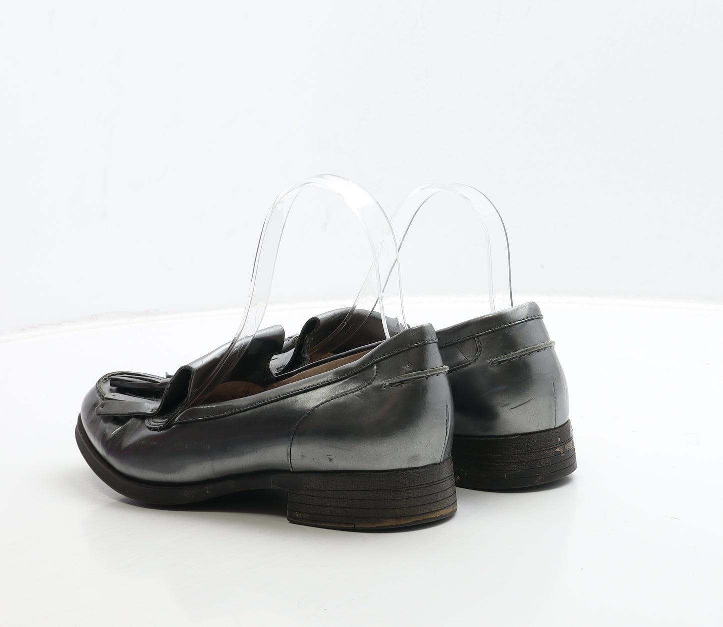 Clarks Womens Silver Leather Loafer Casual UK 4.5 37.5