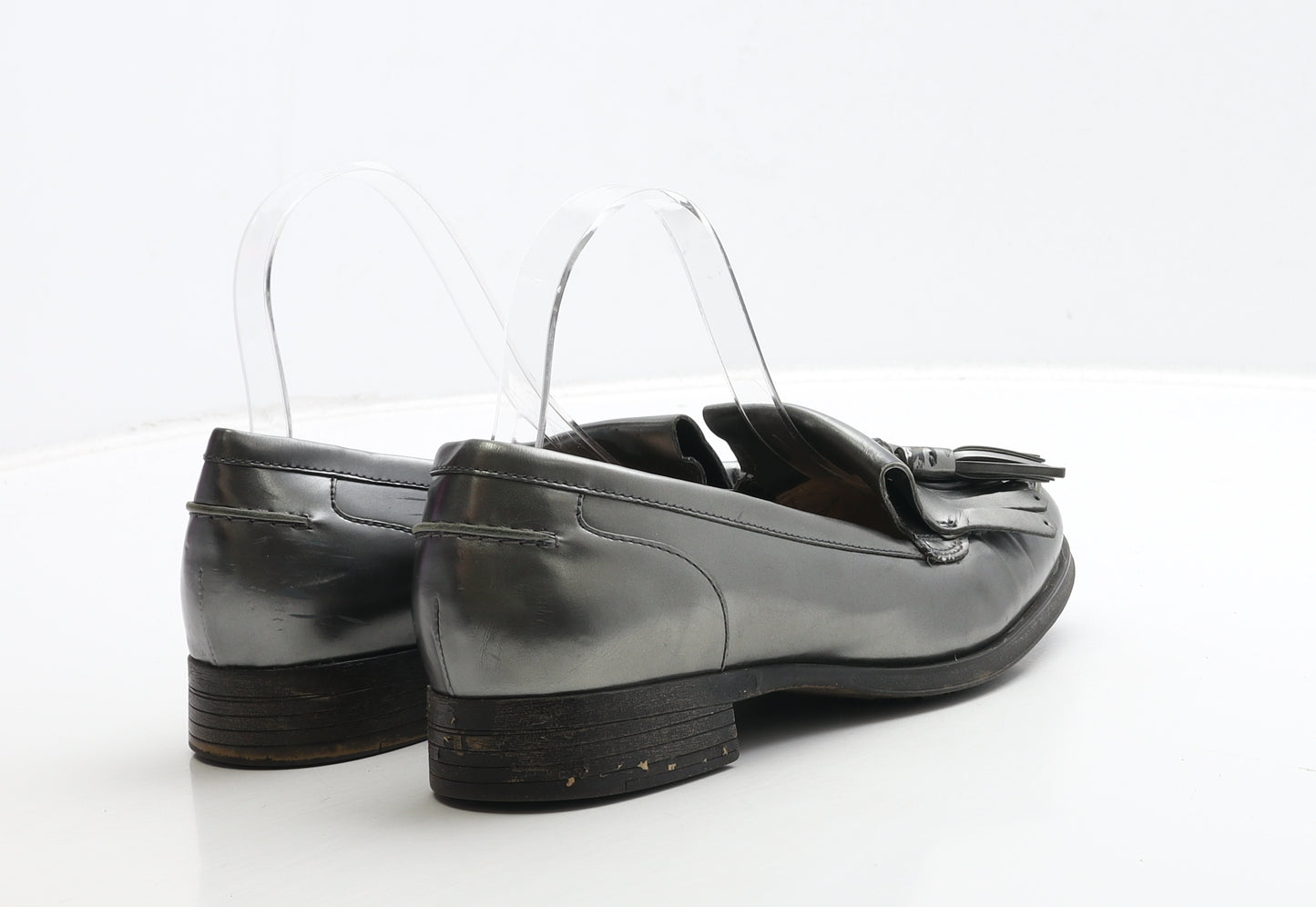 Clarks Womens Silver Leather Loafer Casual UK 4.5 37.5