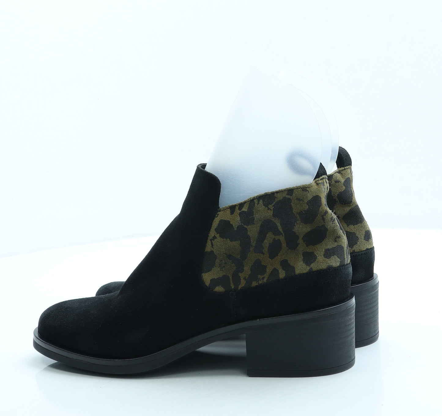 Clarks Womens Black Animal Print Suede Bootie Boot UK 6 39.5