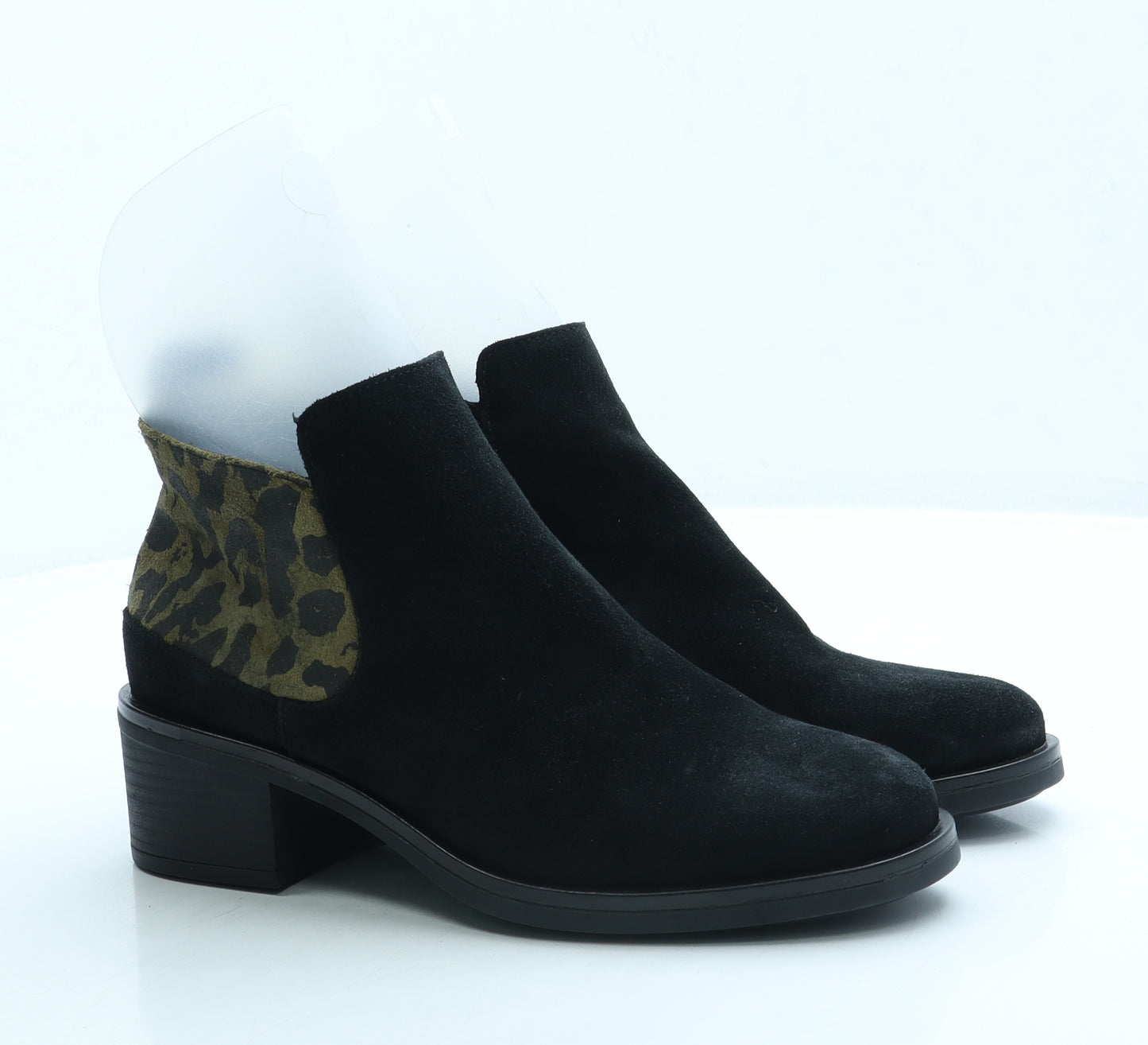 Clarks Womens Black Animal Print Suede Bootie Boot UK 6 39.5