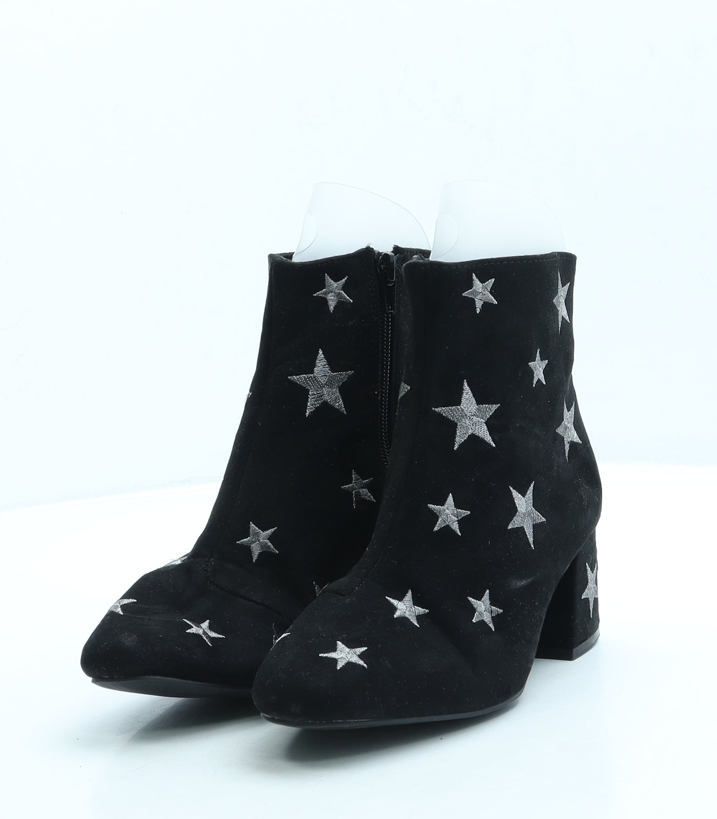 Primark Womens Black Suede Bootie Boot UK 3 36 US 5 - Stars
