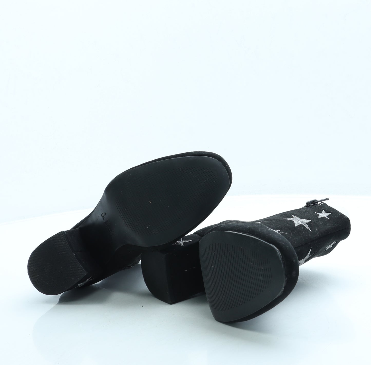 Primark Womens Black Suede Bootie Boot UK 3 36 US 5 - Stars