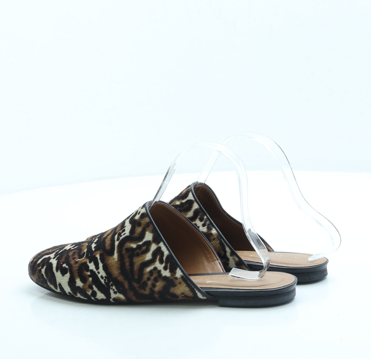 NEXT Womens Brown Animal Print Faux Fur Slip On Flat UK 5 38