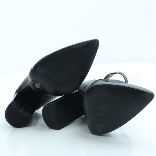 Marks and Spencer Womens Black Leather Strappy Heel UK 4