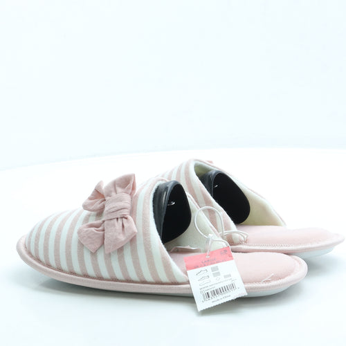 Matalan Womens Pink Striped Polyester Slip On Slipper UK - Size 7-8