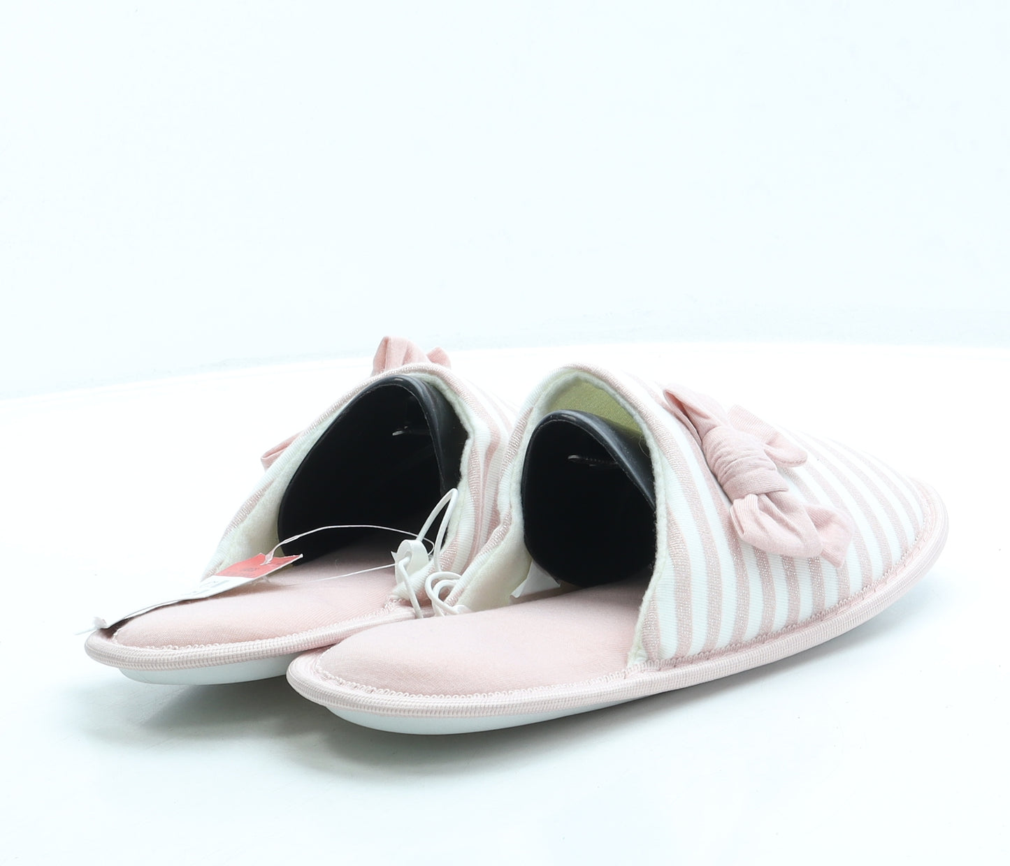 Matalan Womens Pink Striped Polyester Slip On Slipper UK - Size 7-8