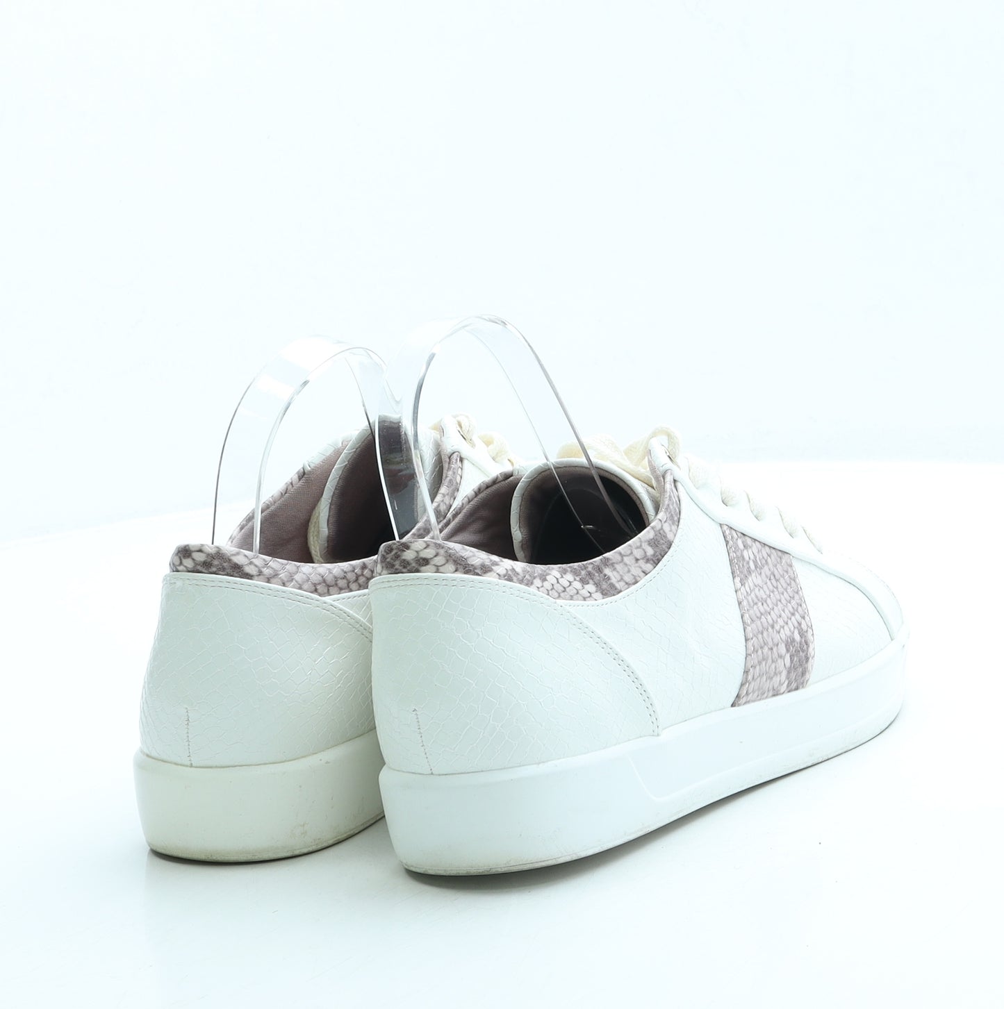 J D Williams Womens White Animal Print Leather Trainer UK 7
