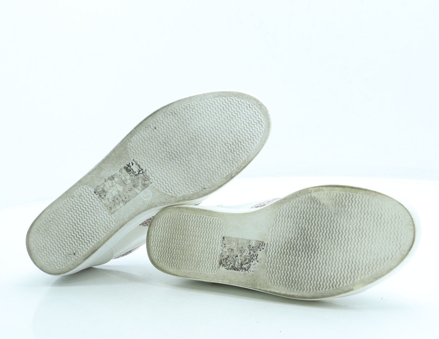 J D Williams Womens White Animal Print Leather Trainer UK 7