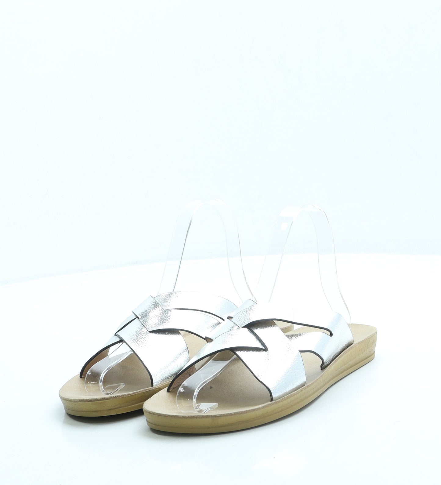 Wallis Womens Silver Leather Slip On Sandal UK 5 38