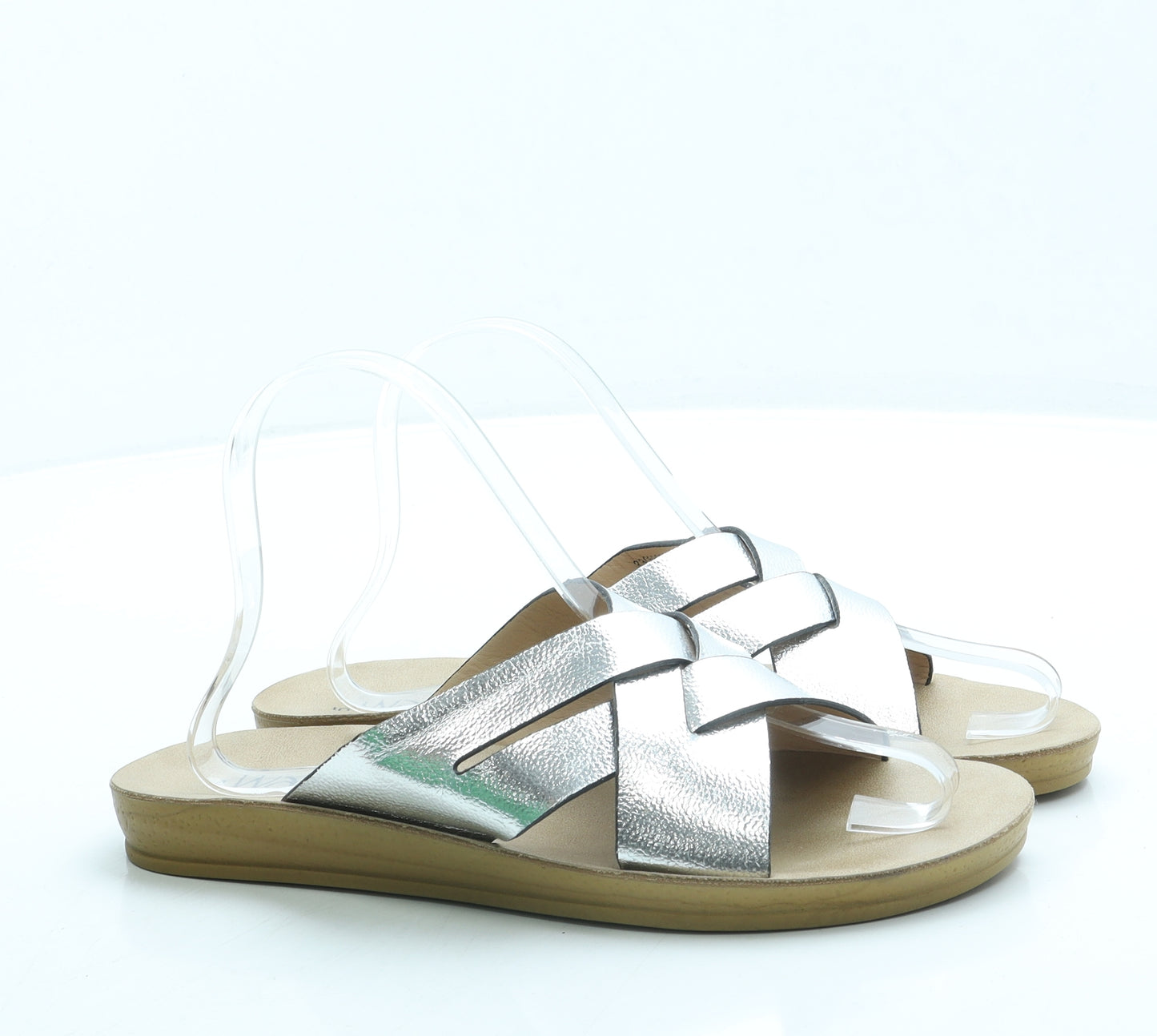 Wallis Womens Silver Leather Slip On Sandal UK 5 38