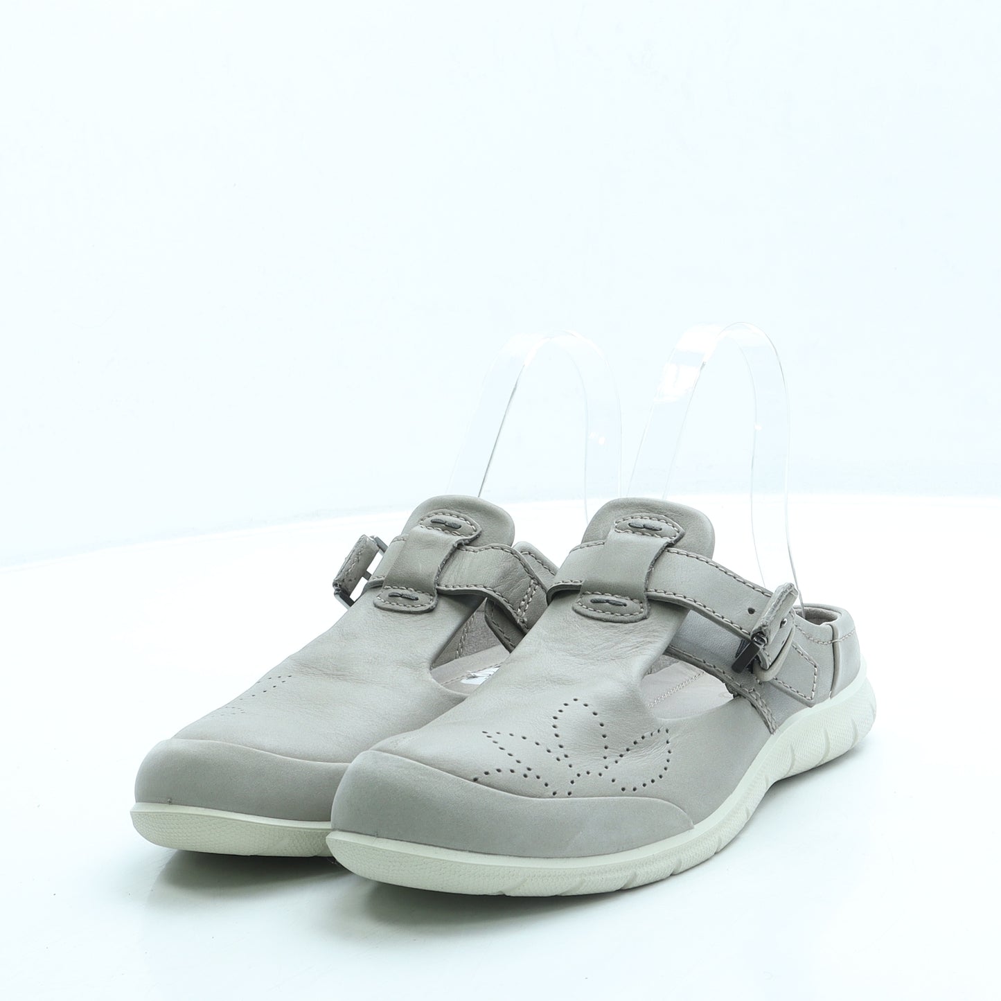 ECCO Womens Grey Leather Slip On Sandal UK 4