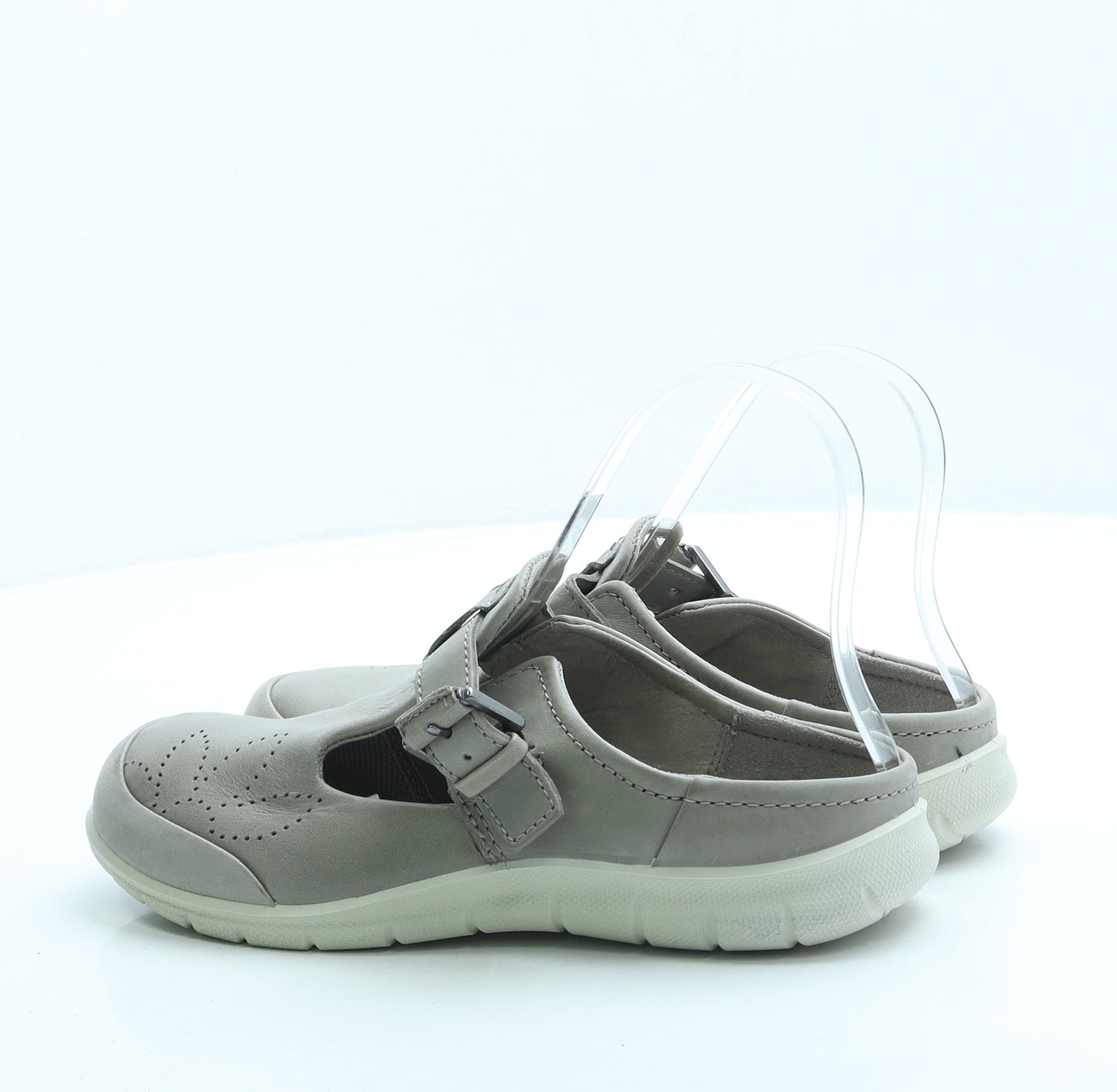 ECCO Womens Grey Leather Slip On Sandal UK 4