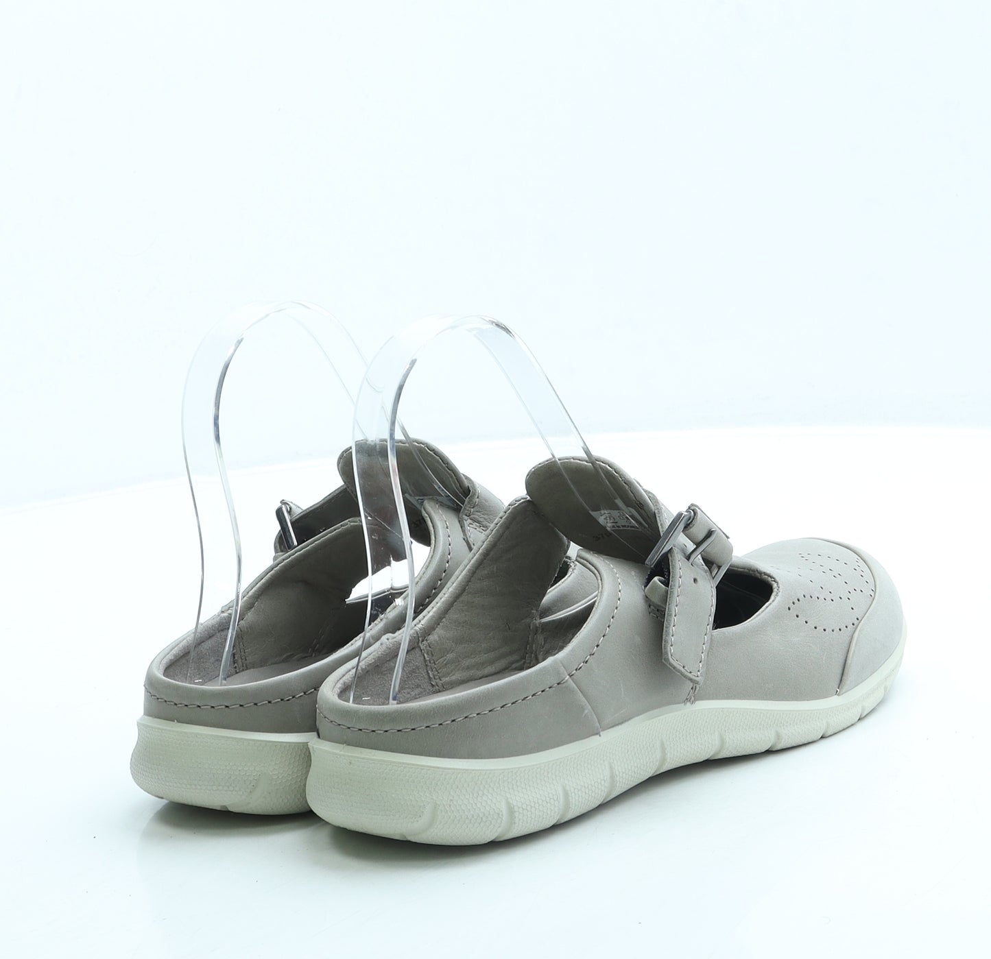 ECCO Womens Grey Leather Slip On Sandal UK 4