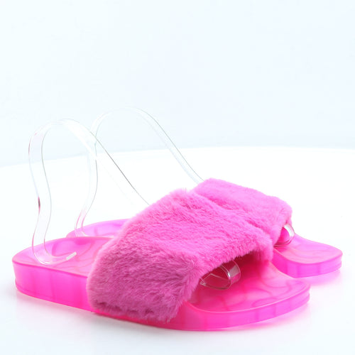 Cape Robbin Womens Pink Faux Fur Slip On Sandal UK 8 41