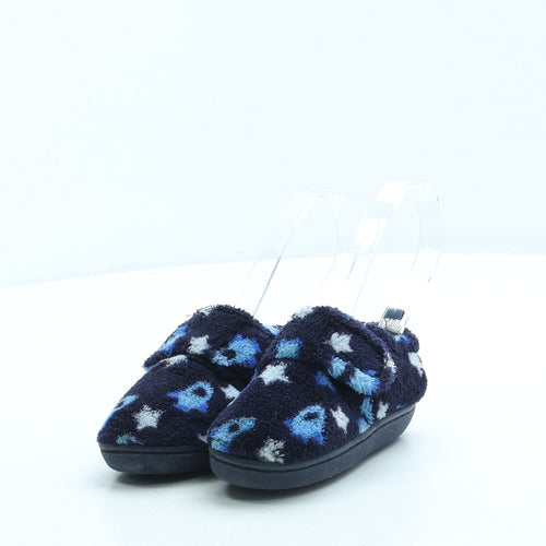 Preworn Boys Blue Geometric Polyester Slip On Slipper UK 4 20 - Rocket