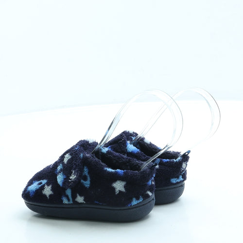 Preworn Boys Blue Geometric Polyester Slip On Slipper UK 4 20 - Rocket