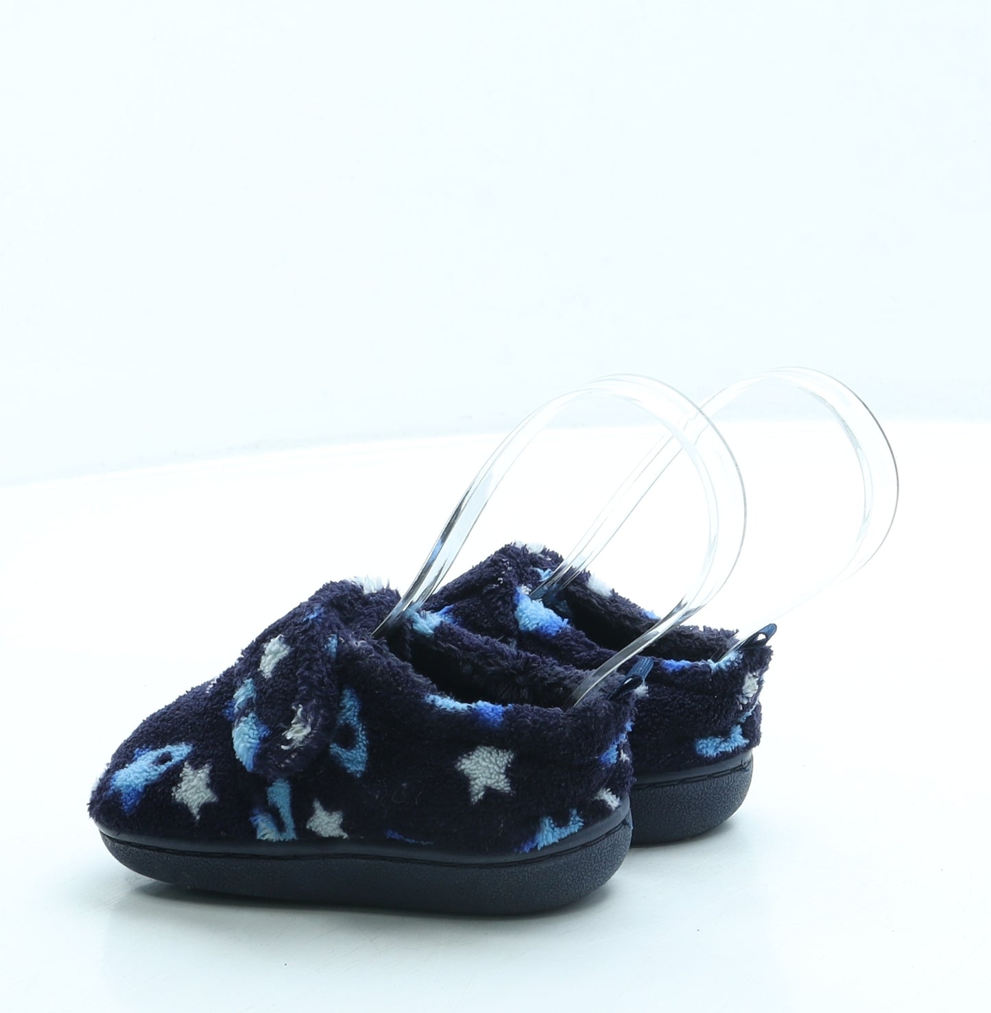 Preworn Boys Blue Geometric Polyester Slip On Slipper UK 4 20 - Rocket