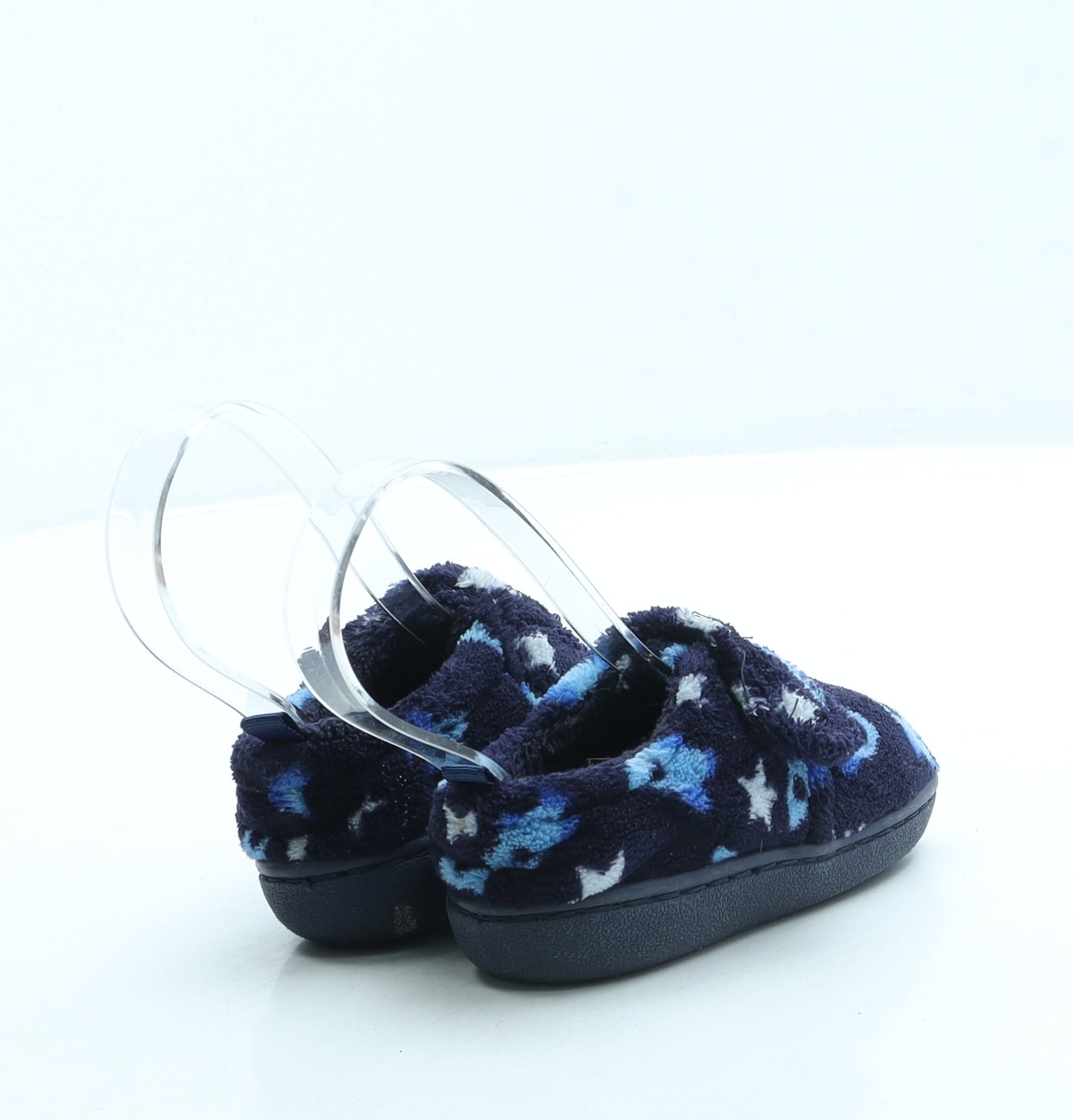Preworn Boys Blue Geometric Polyester Slip On Slipper UK 4 20 - Rocket